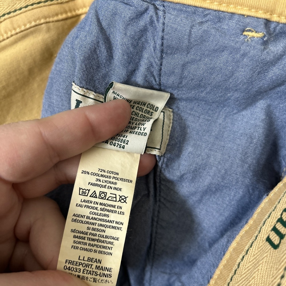 Ll Bean Mens Chino Pants Size 42W X 34 Khaki Standard Fit Straight Leg Lycra - Picture 15 of 15